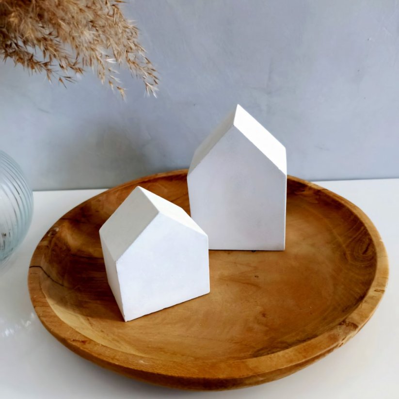 Betonové mini domečky sada 2 ks BETON home - Barva: Bílá
