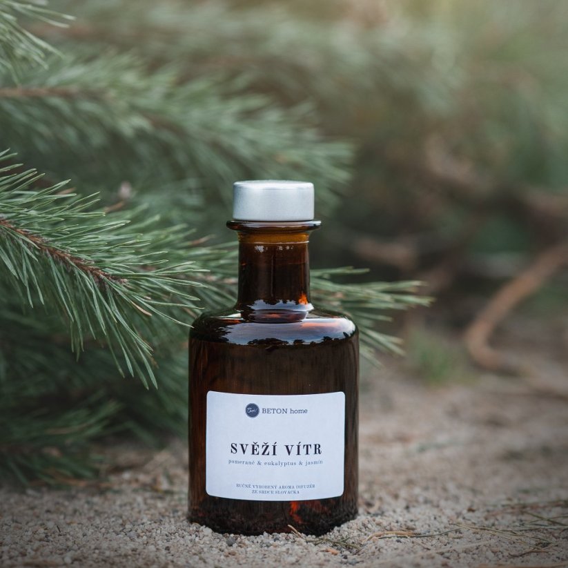 Aroma difuzér SVĚŽÍ VÍTR / Pomeranč, eukalyptus a jasmín 200 ml - Barva tyčinek: 8 ks bílých