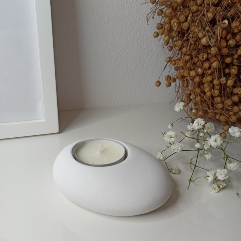 Betonový svícen Ovalis BETON home - Barva: Šedá