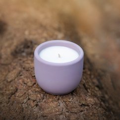 Sójová svíčka v betonu mini ROMANTICKÁ CHVILKA / Damson švestka, růže a pačuli 70g