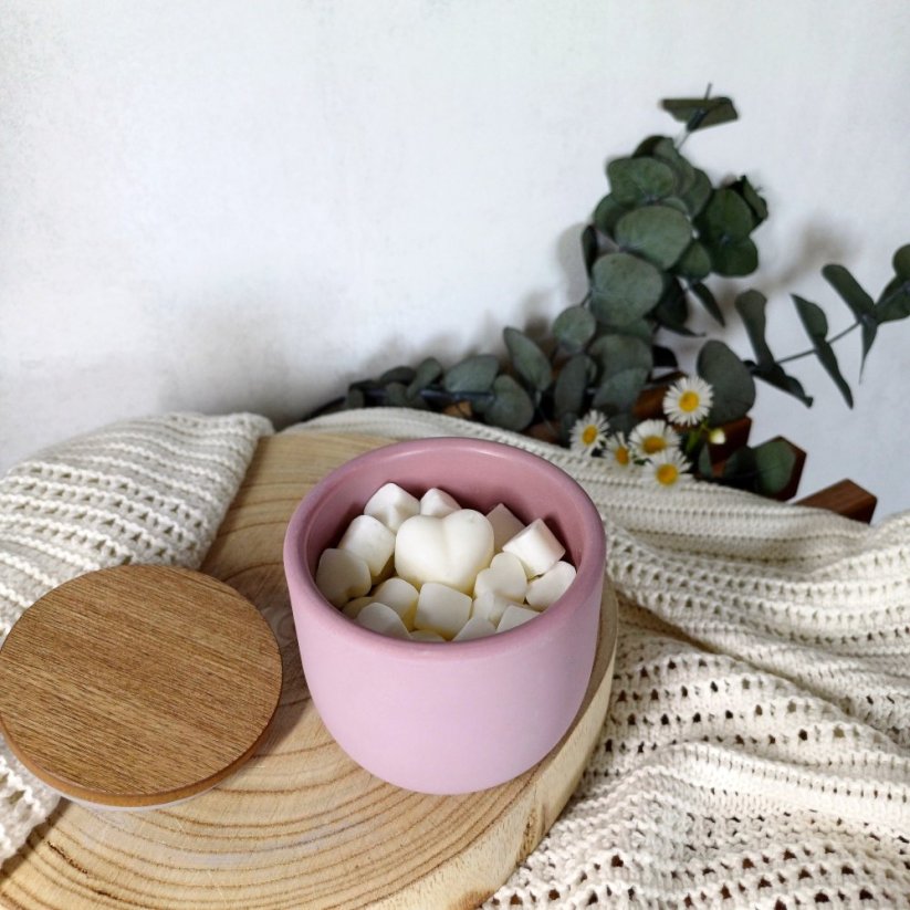 Vonný vosk do aromalampy v betonové dóze s víčkem ROMANTICKÁ CHVILKA / Damson švestka, růže a pačuli 120 g