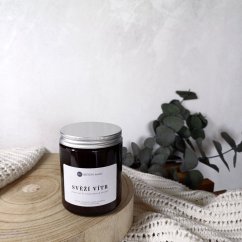 Sójová svíčka ve skle SVĚŽÍ VÍTR / Pomeranč x Eukalyptus x Jasmín 150g