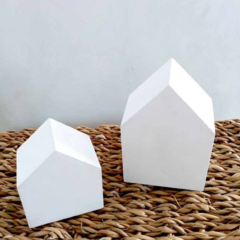 Betonové mini domečky sada 2 ks BETON home - Barva: Bílá