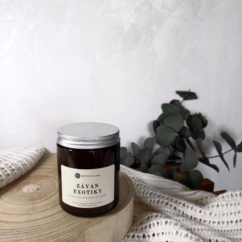 Sójová svíčka ve skle ZÁVAN EXOTIKY / Santalové dřevo x Pižmo x Vanilka 150g