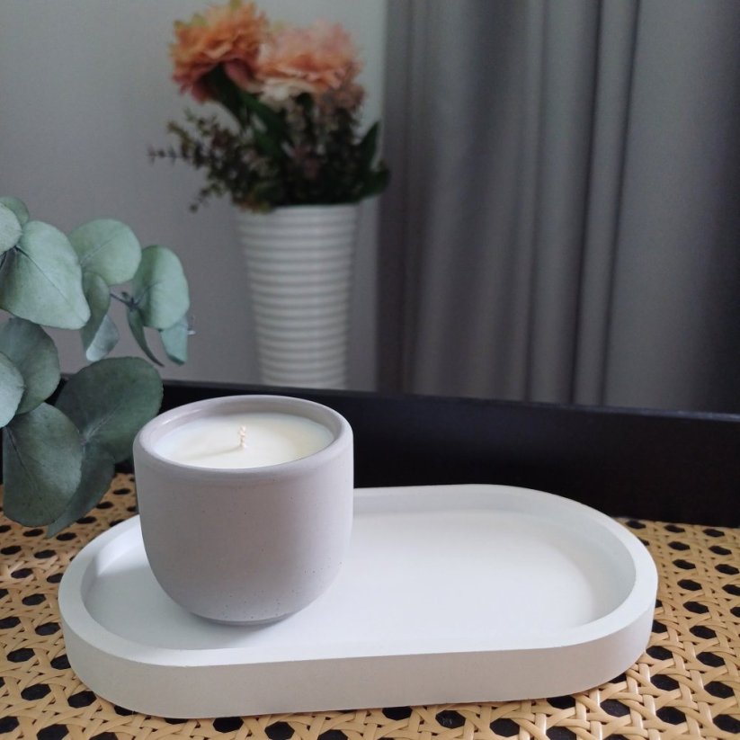 SADA podtácek ovál a sójová svíčka v betonu mini 70g