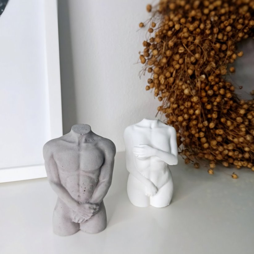 Betonové sošky mužské tělo / ženské tělo sada 2 ks BETON home - Barva: Šedá