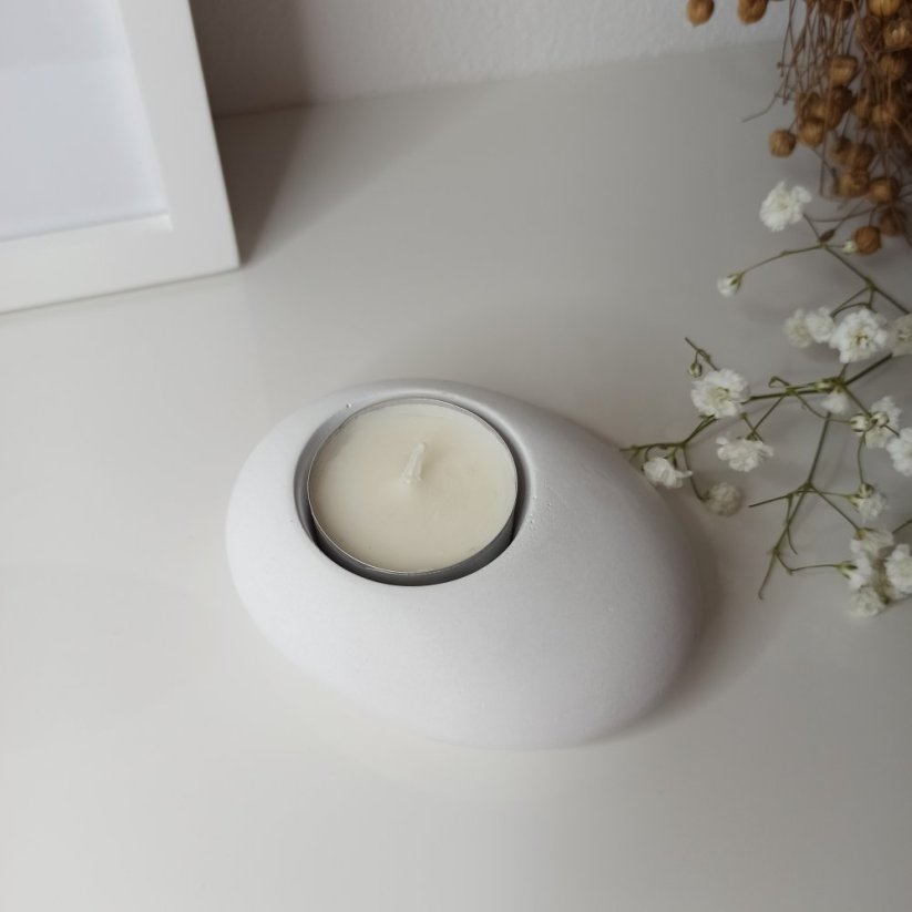 Betonový svícen Ovalis BETON home - Barva: Šedá