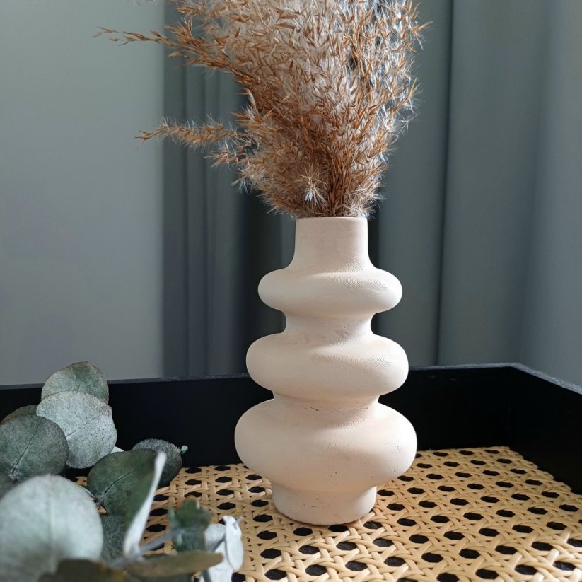 Váza na květiny Donut BETON home - Barva: Šedá