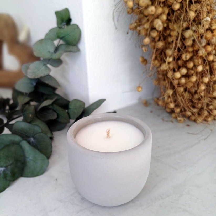 Sójová svíčka v betonu mini DOKONALÝ RELAX / Citronová tráva x zázvor 70g - Barva: Šedá