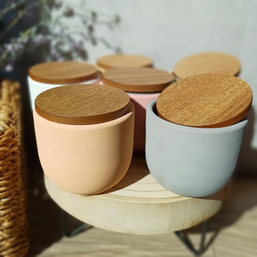 Vonný vosk do aromalampy v betonové dóze s víčkem ROMANTICKÁ CHVILKA / Damson švestka, růže a pačuli 120 g