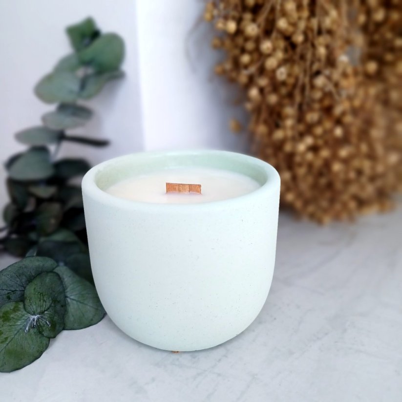 Sójová svíčka v betonu DOKONALÝ RELAX / Citronová tráva x zázvor 220g