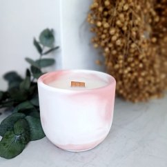 Sójová svíčka v betonu MALINOVÝ SORBET / Malina x Limetka x Citron x Rum 220g