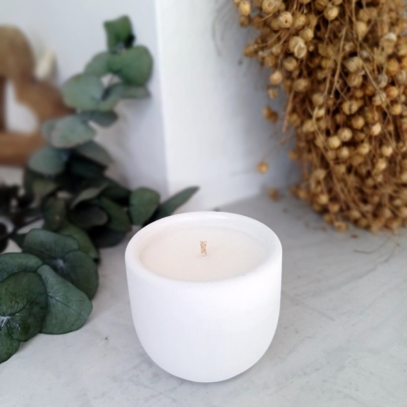 Sójová svíčka v betonu mini DOKONALÝ RELAX / Citronová tráva x zázvor 70g - Barva: Šedá