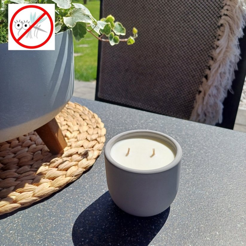 Sójová svíčka Bzuko STOP s bavlněným knotem / Citronela x citronová tráva s repelentem proti hmyzu