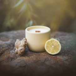Sójová svíčka v betonu DOKONALÝ RELAX / Citronová tráva x zázvor 220g