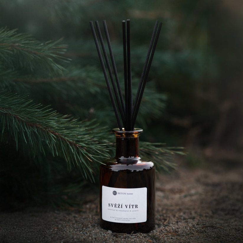 Aroma difuzér SVĚŽÍ VÍTR / Pomeranč, eukalyptus a jasmín 200 ml - Barva tyčinek: 8 ks bílých