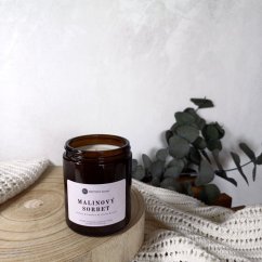 Sójová svíčka ve skle MALINOVÝ SORBET / Malina x Limetka x Citron x Rum 150g