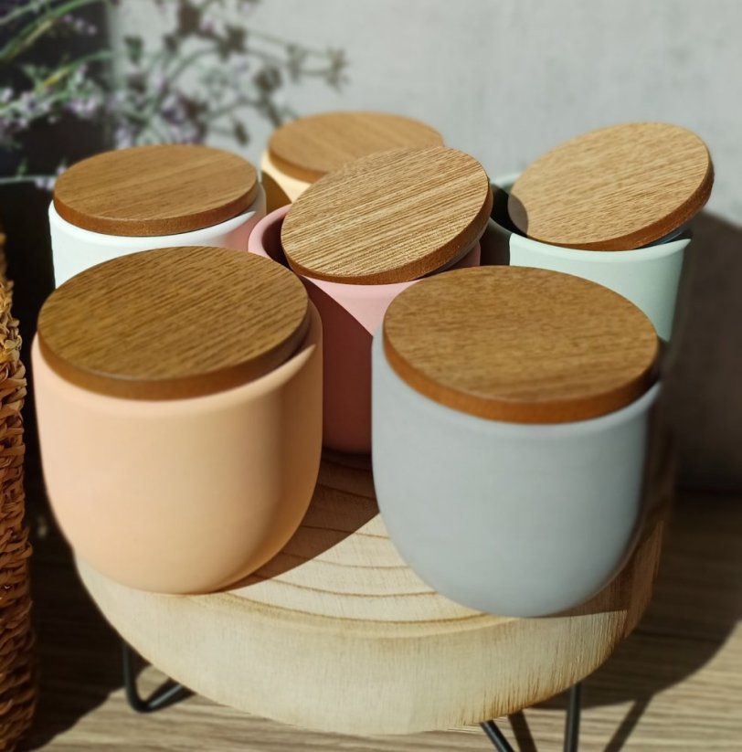 Vonný vosk do aromalampy v betonové dóze s víčkem JARNÍ ZAHRADA / Hruška a Frézie 120 g - Barva dózy: Bílá