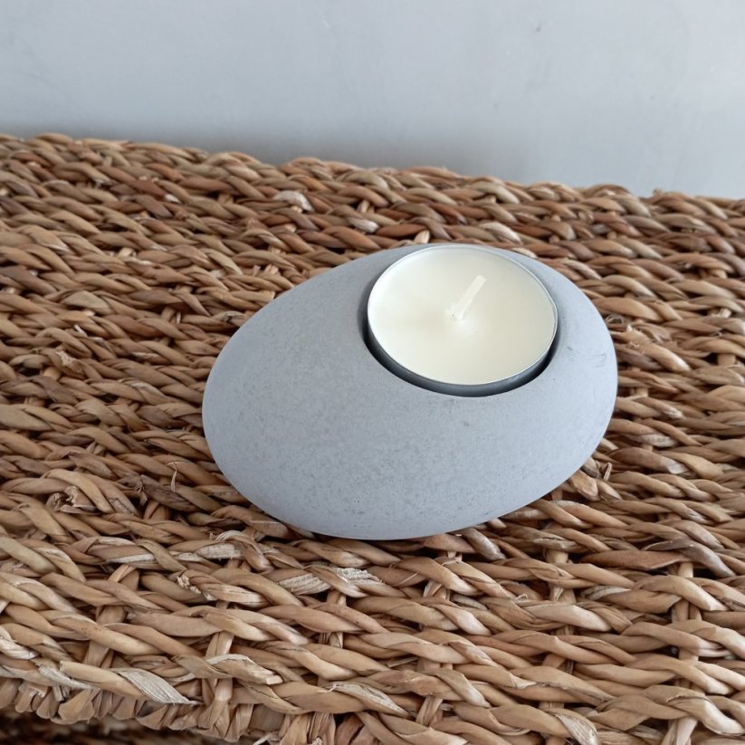 Betonový svícen Ovalis BETON home - Barva: Šedá