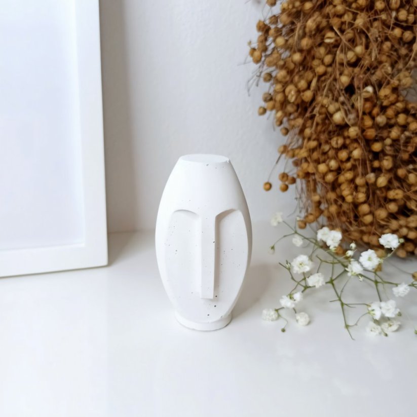 Betonová soška hlava Moai 1 BETON home - Barva: Bílá