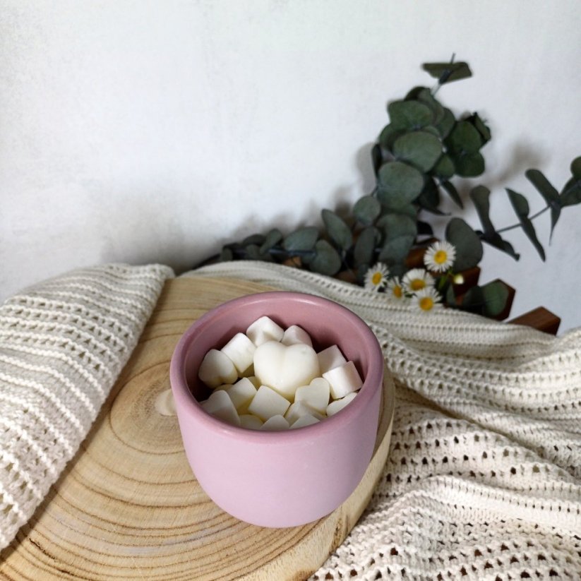 Vonný vosk do aromalampy v betonové dóze s víčkem ROMANTICKÁ CHVILKA / Damson švestka, růže a pačuli 120 g