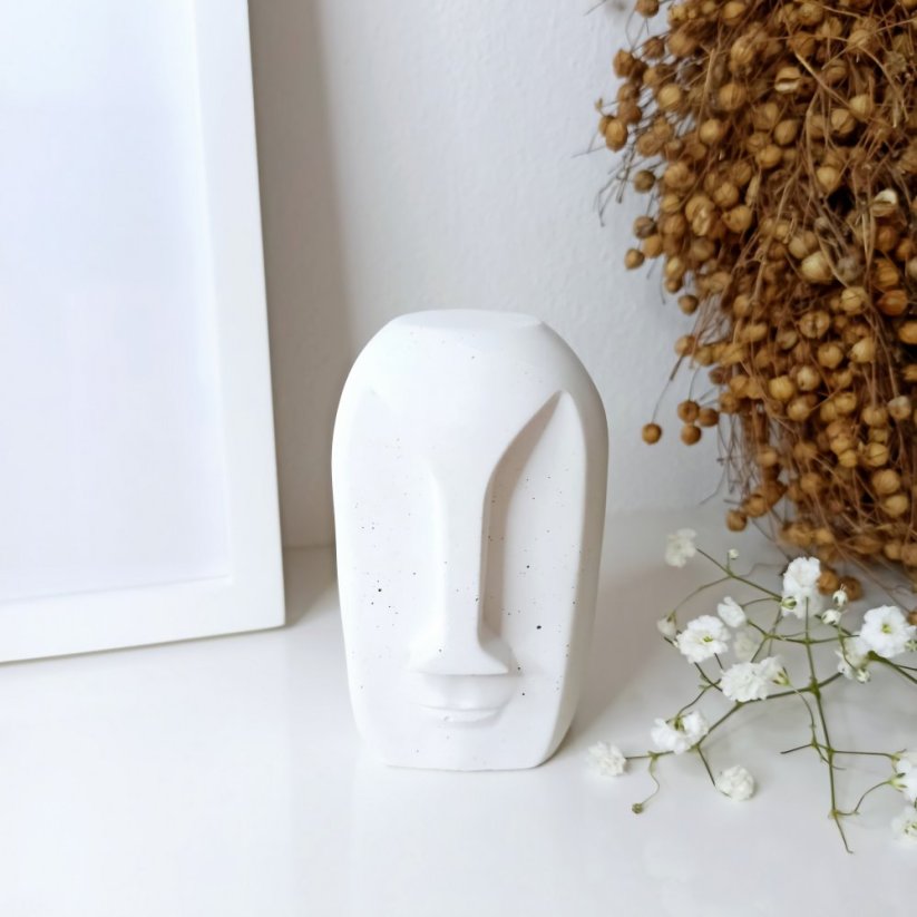 Betonová soška hlava Moai 3 BETON home - Barva: Bílá