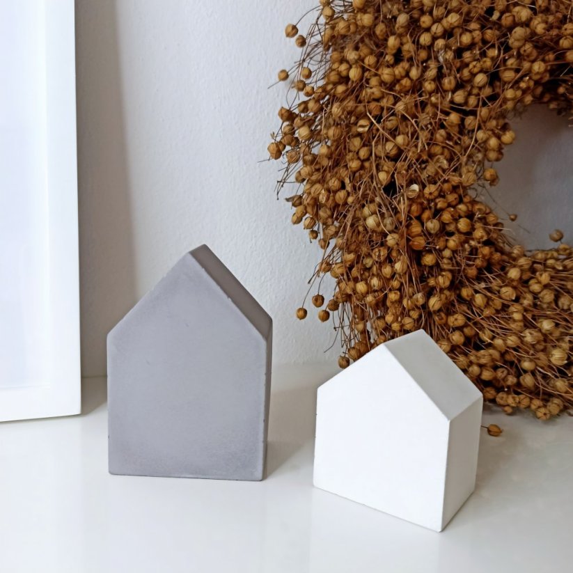 Betonové mini domečky sada 2 ks BETON home - Barva: Bílá