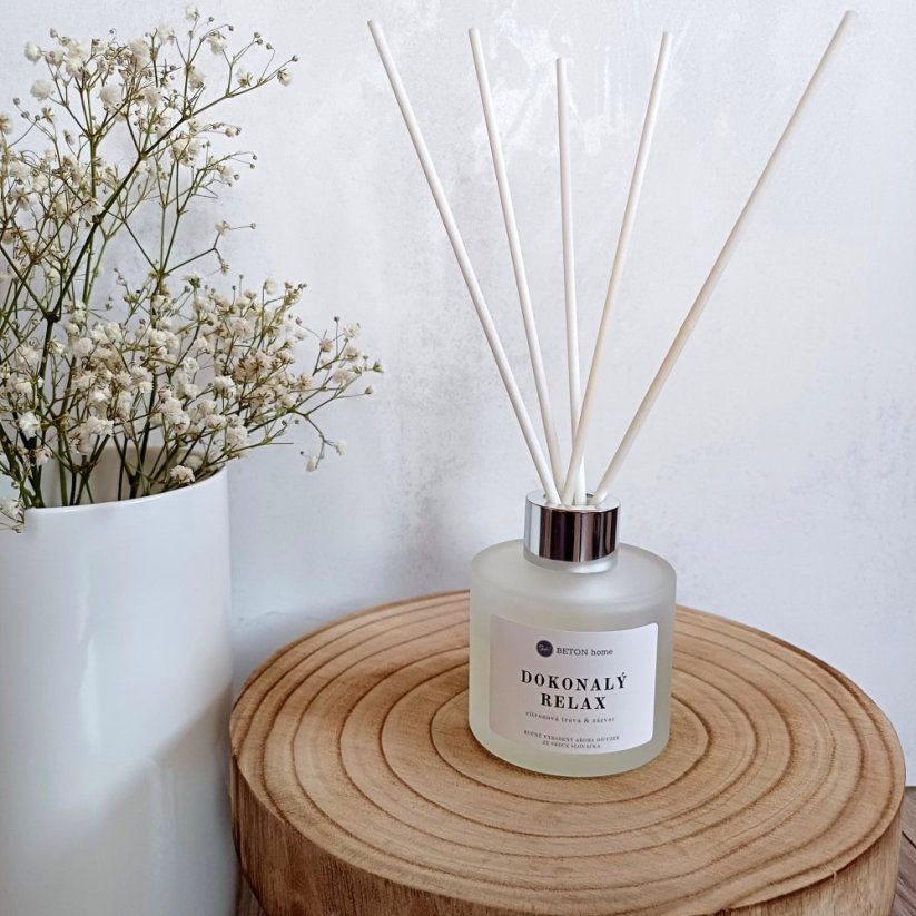 Aroma difuzér DOKONALÝ RELAX / Citronová tráva x zázvor 100 ml - Barva tyčinek: 8 ks bílých