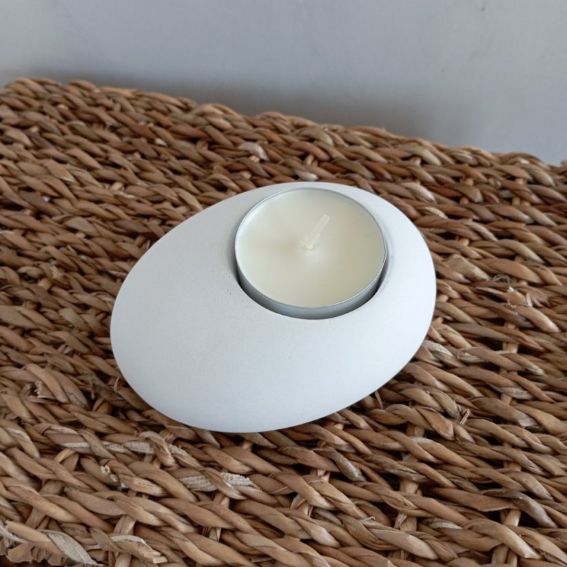 Betonový svícen Ovalis BETON home - Barva: Šedá