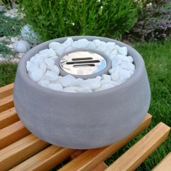 Stolní biokrb s bílými oblázky BETON home