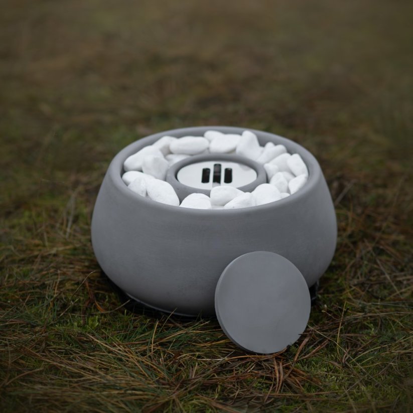 Stolní biokrb s bílými oblázky BETON home