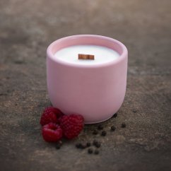 Sójová svíčka v betonu MALINOVÉ POKUŠENÍ / Malina x Pepř 220g