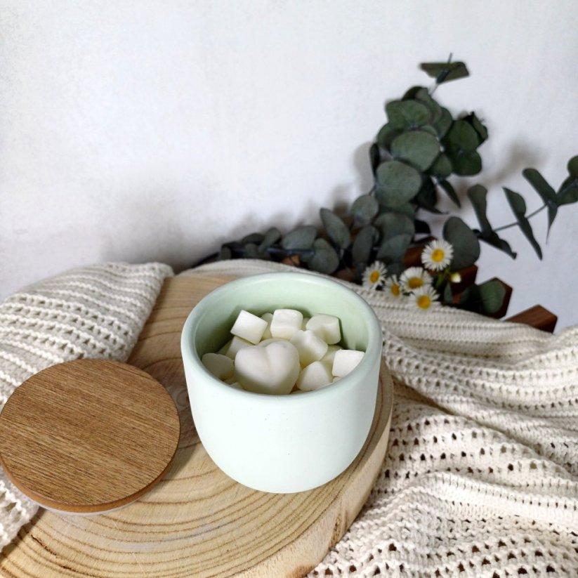 Vonný vosk do aromalampy v betonové dóze s víčkem SEVERSKÝ DECH / severský cedr, borovice a máta 120 g - Barva dózy: Zelená