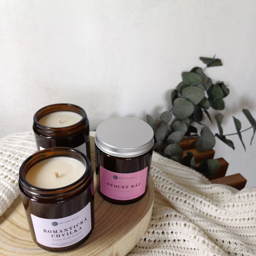 Sójová svíčka ve skle OVOCNÝ RÁJ / Rebarbora x jahoda 150g