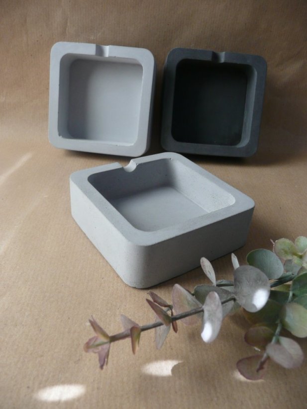 Betonový popelník hranatý BETON home - Barva: Šedá