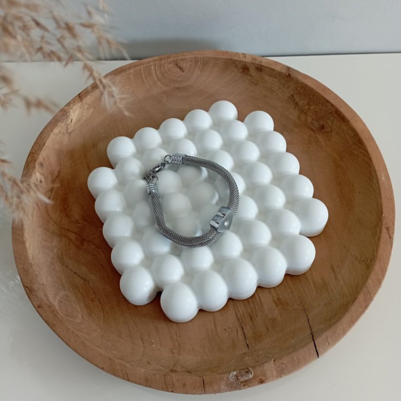 Betonový podtácek bublinky atyp velký BETON home - Barva: Bílá