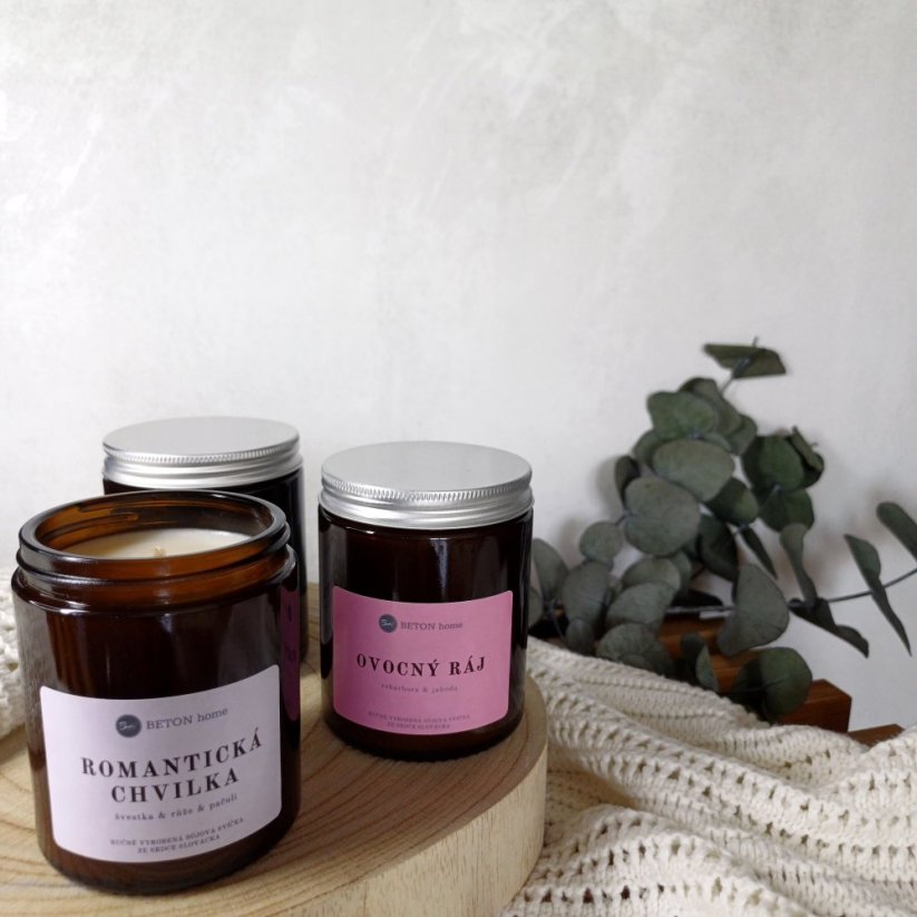 Sójová svíčka ve skle OVOCNÝ RÁJ / Rebarbora x jahoda 150g