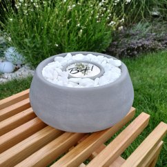 Stolní biokrb s bílými oblázky BETON home