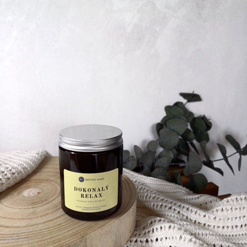 Sójová svíčka ve skle DOKONALÝ RELAX / Citronová tráva x zázvor 150g