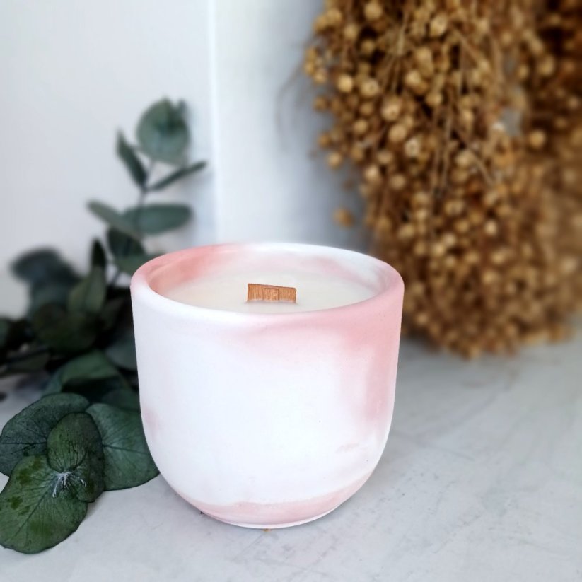 Sójová svíčka v betonu BEZ VŮNĚ 220g - Barva: Švestková