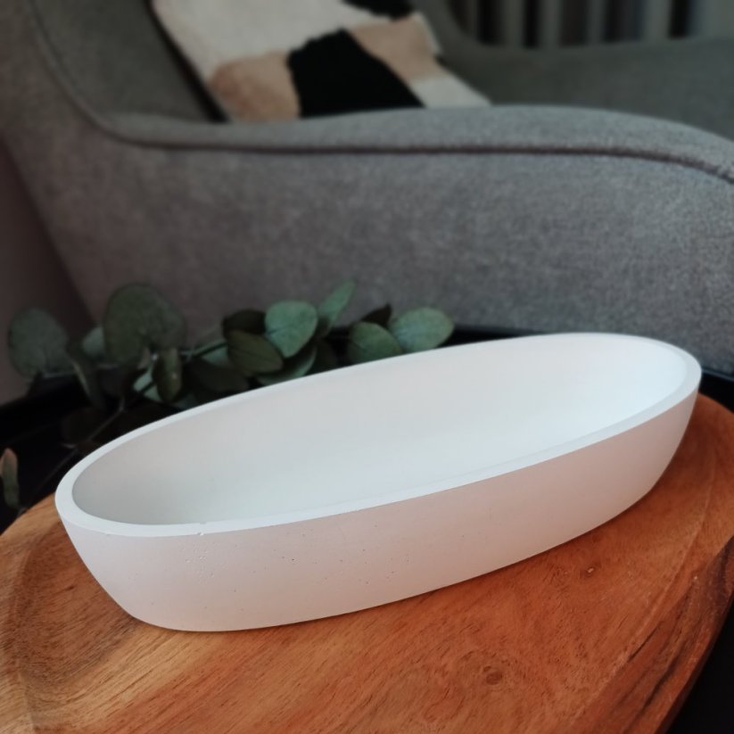 Betonová mísa oválná malá BETON home - Barva: Šedá