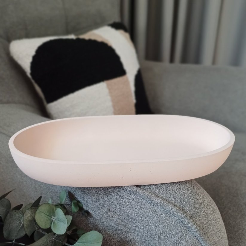 Betonová mísa oválná velká BETON home - Barva: Bílá