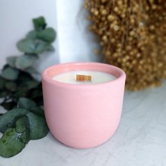 Sójová svíčka v betonu OVOCNÝ RÁJ / Rebarbora x jahoda 220g