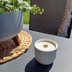 Sójová svíčka Bzuko STOP s dřevěným knotem / Citronela x citronová tráva s repelentem proti hmyzu