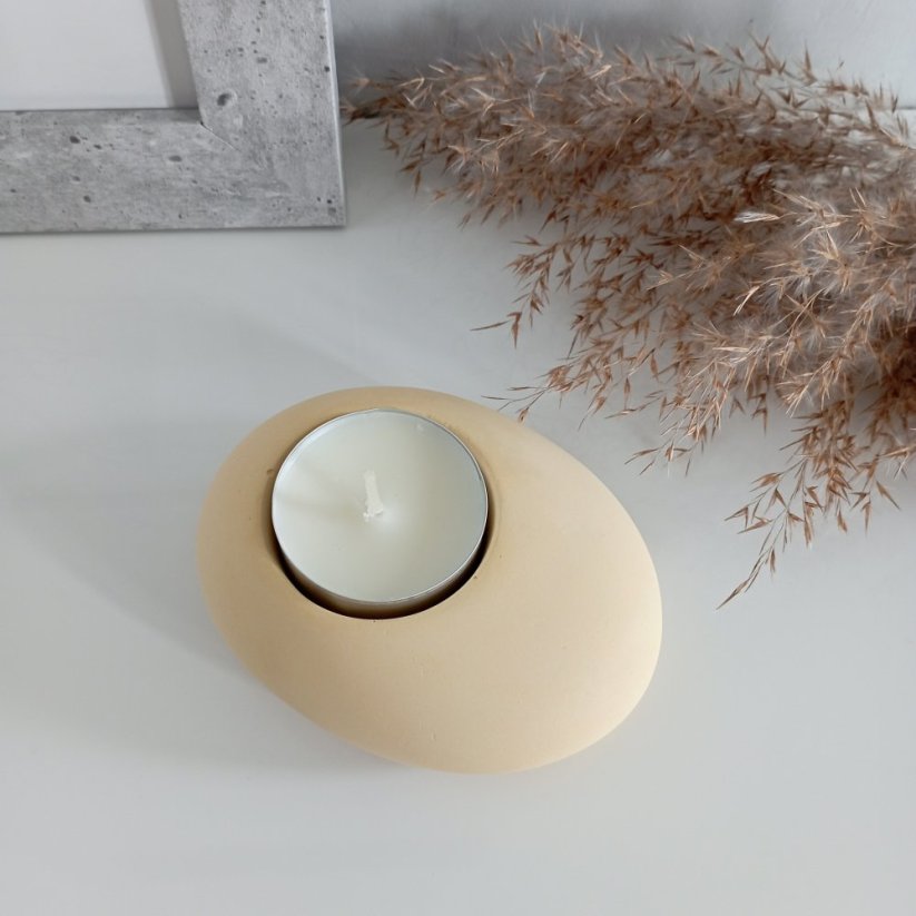 Betonový svícen Ovalis BETON home - Barva: Šedá