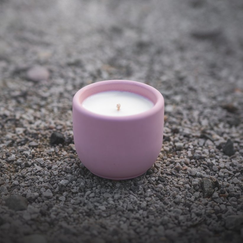 Sójová svíčka v betonu mini BEZ VŮNĚ 70g - Barva: Šedá