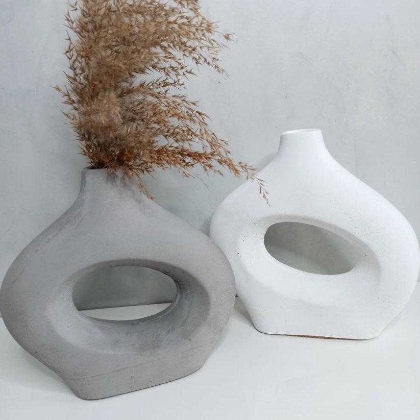 Betonová váza Elipsa BETON home - Barva: Bílá