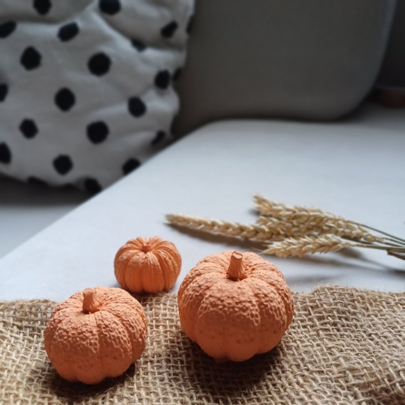 Betonové mini dýně sada 3ks BETON home - Barva: Oranžová